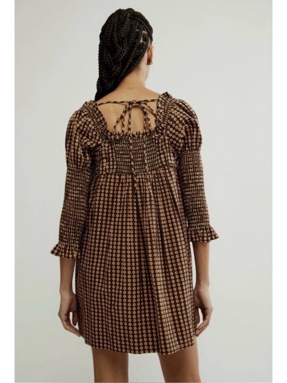 Free People Star Dip Babydoll Dress in Black Multi Size Large - Picture 7 of 11